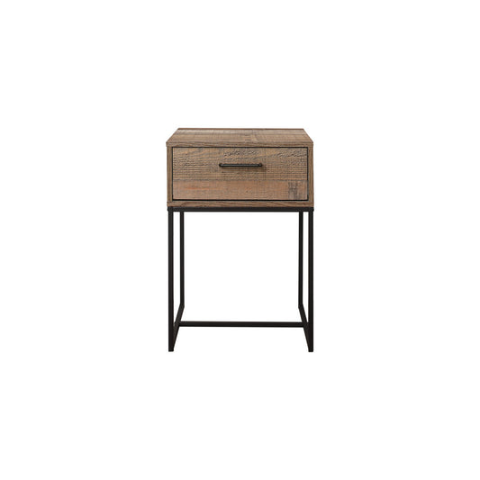 Urban Industrial Chic 1-Drawer Bedside Table with Metal Frame and Wood-Effect Finish