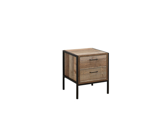 Urban 1 Drawer Bedside Table with Internal Shelf, Industrial Chic Metal Frame and Wood-Effect Finish
