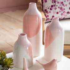 Rozier Bottle Style Ceramic Vase - 4 Tone Blush Pattern Glaze