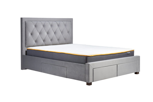 Woodbury Diamond Tufted Bed Frame with Storage Drawers and Solid Slatted Base