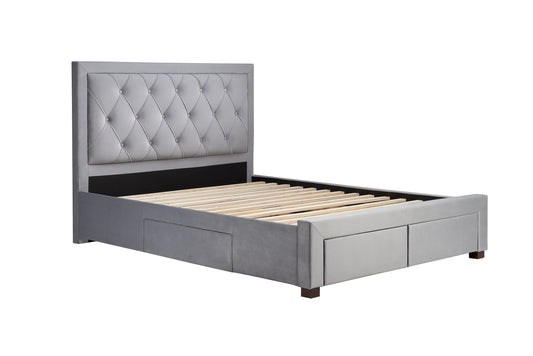 Woodbury Diamond Tufted Bed Frame with Storage Drawers and Solid Slatted Base