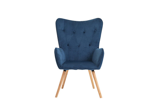 Willow Armchair with Retro-Inspired Button Back Design and Light Wooden Legs, Maximum Weight Load 120kg