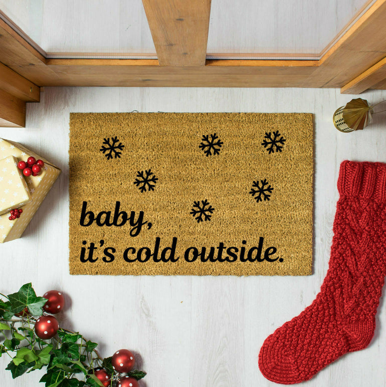 Artsy Doormats Baby it's Cold Outside Snowflakes Doormat