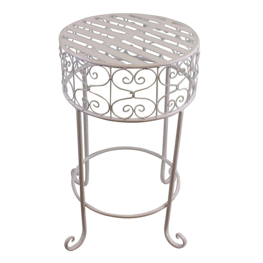 Cream Scroll Metal Plant Stand