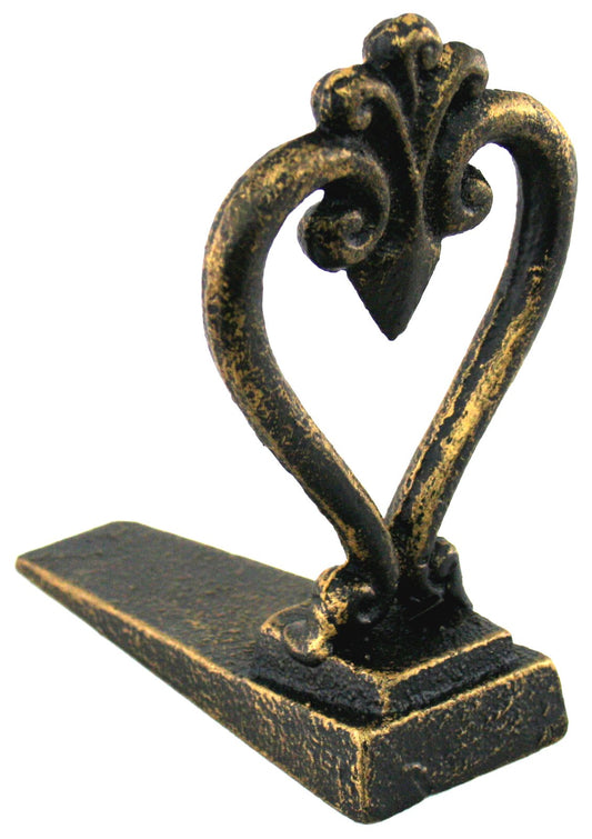 Black & Gold Metal Door Wedge With Heart Design