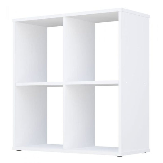 Contemporary 4 Cubic Section Shelving Unit - Choice of White or Oak - Easy Home Assembly