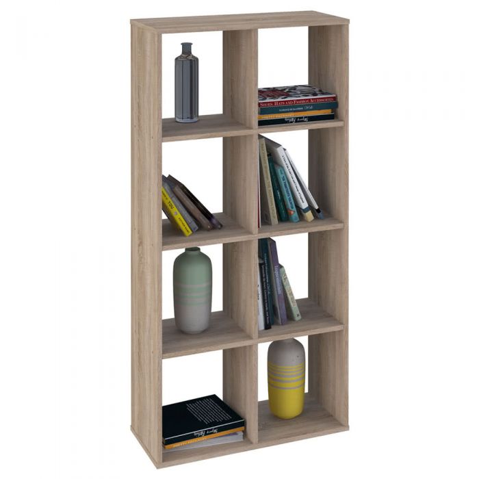 Contemporary 8 Cube Shelving Unit - Choice of White or Oak - Kronospan Chipboard and Melamine Coated - Easy Home Assembly