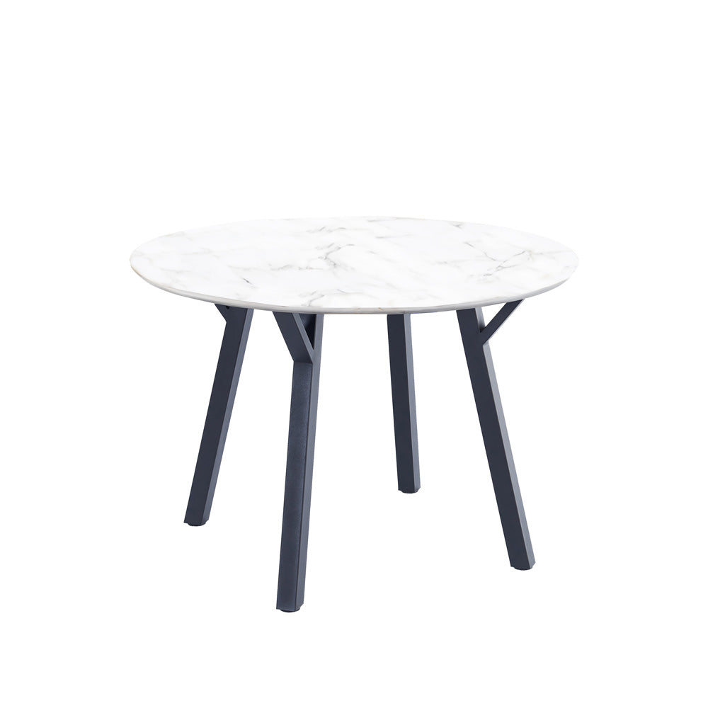 The Table Collection - 1.1m Round Dining Table Marble effect