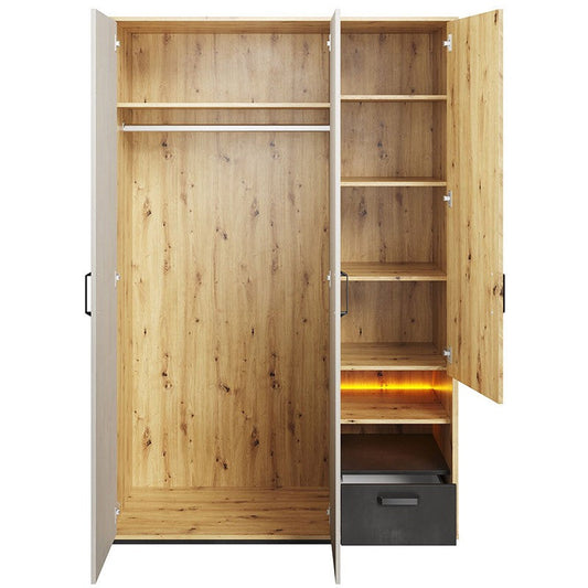 Qubic 02 Wardrobe with LED All Homely