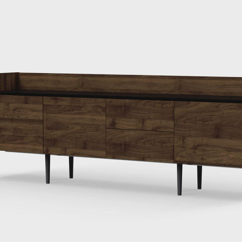 Mid Century Modern Sideboard with 2 Drawers and 3 Doors - High Quality Laminated Board - PEFC Certified Sustainable Wood - Handle-Free Design