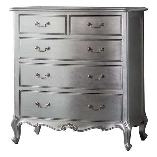 Pompadour 5 Drawer Chest - French Inspired Design - Solid Mahogany