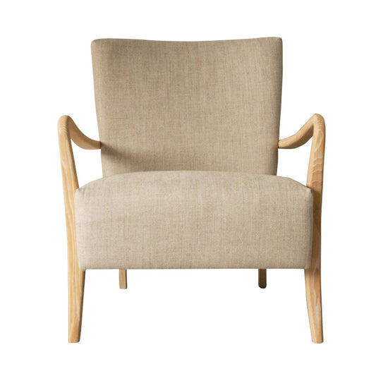 Chiswick Fabric Armchair - Solid Oak Frame - Curved Arms