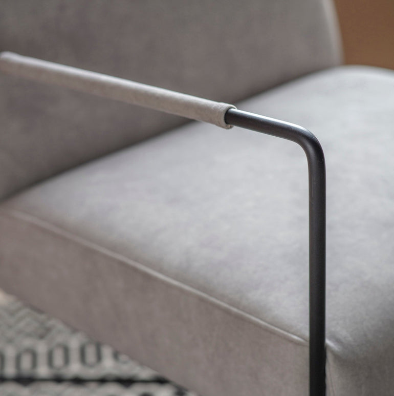 Bantum Contemporary Fabric Armchair - Black Metal Frame - Padded Seat