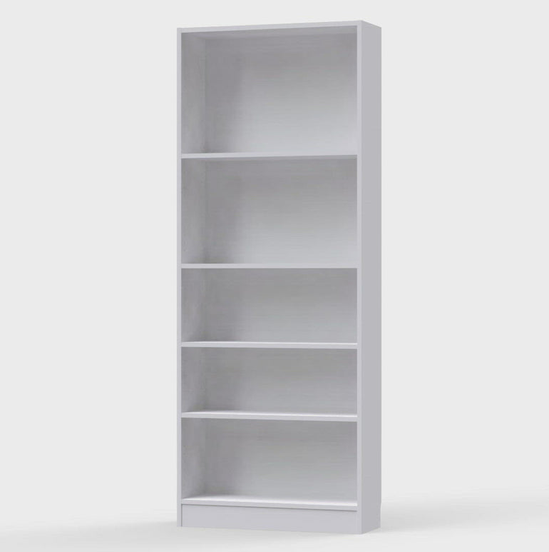 Tall 5-Shelf Bookcase in Laminated Board with Skirting Board Cut-Outs and Wall Safety Fittings - 2032mm Height