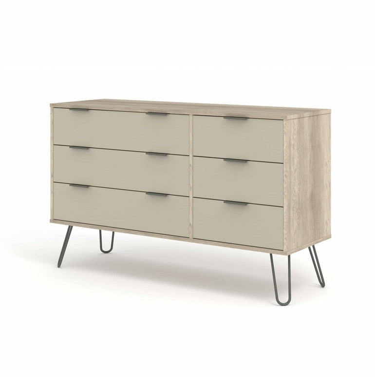 Augusta 3+3 Drawer Wide Chest Of Drawers Driftwood