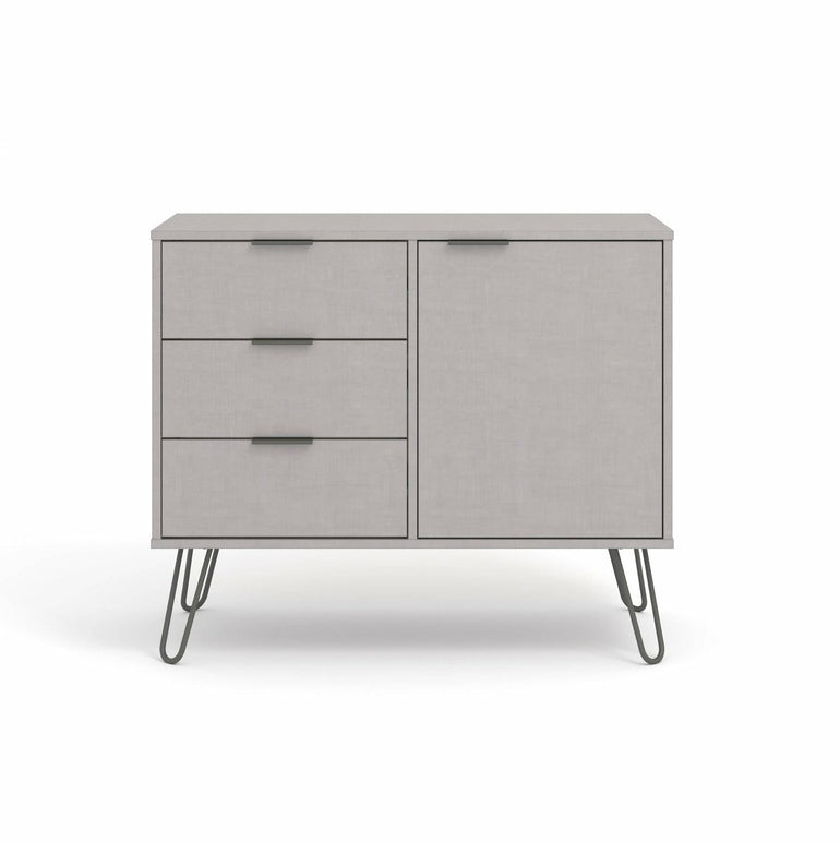 Augusta Grey Small Sideboard With 1 Doors, 3 Drawers