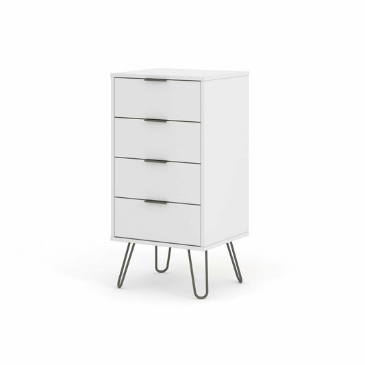 Augusta White 4 Drawer Narrow Chest Of Drawers