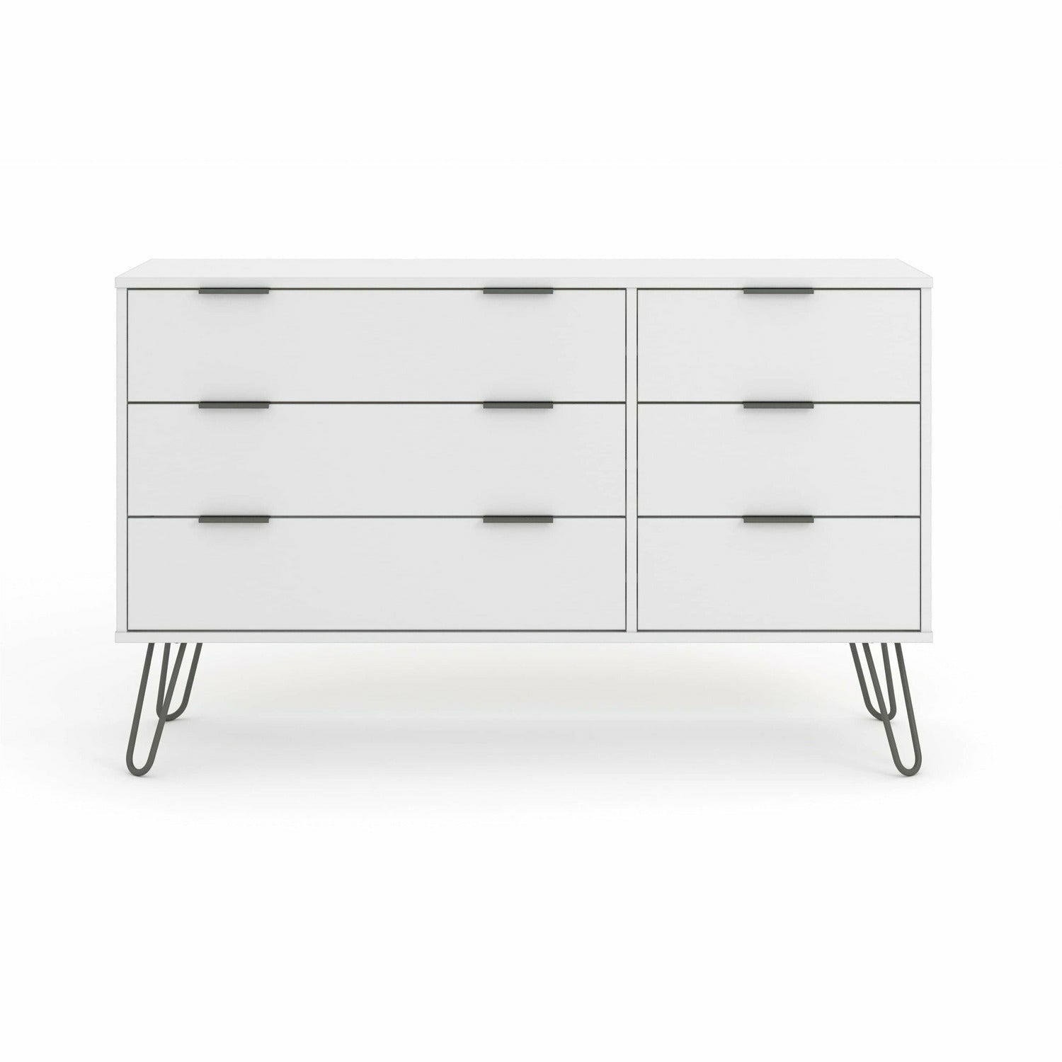 Augusta White 3+3 Drawer Wide Chest Of Drawers