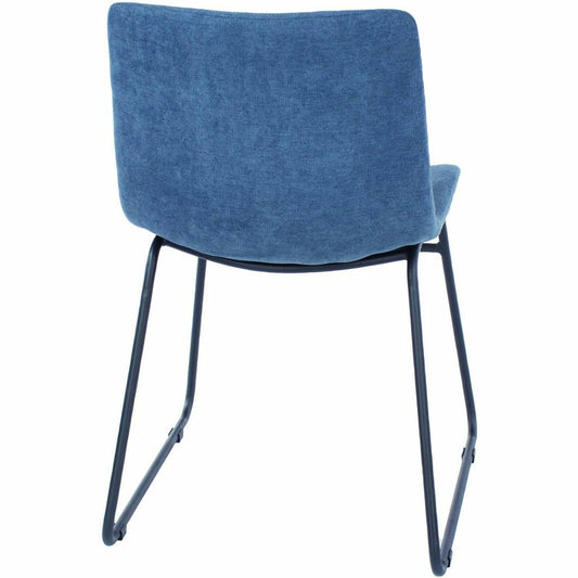 Aspen Blue Fabric Upholstered Dining Chairs with Black Metal Legs Sold In Pairs