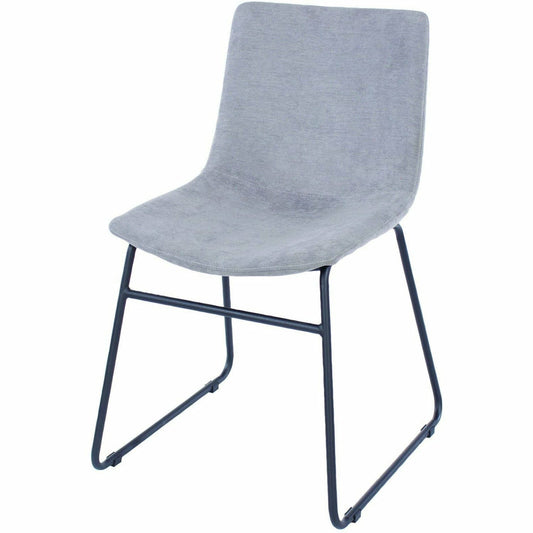 Aspen grey fabric upholstered dining chairs with black metal legs pair