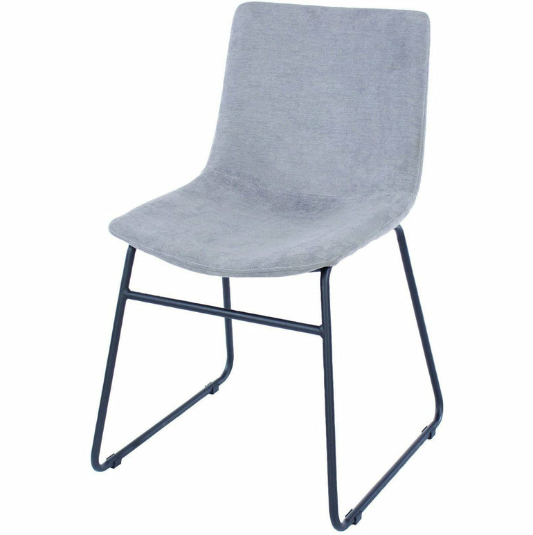 Aspen grey fabric upholstered dining chairs with black metal legs pair