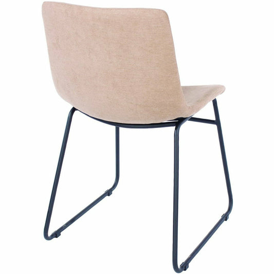 Aspen Sand fabric upholstered dining chairs with black metal legs Sold in Pairs