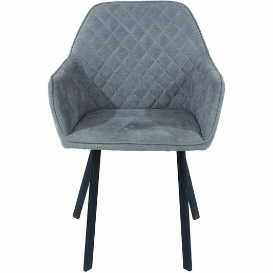 Aspen Grey Fabric Upholstered Armchairs with Black Metal Legs Sold In Pairs