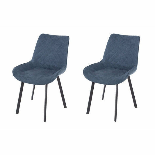 Aspen Fabric Upholstered Dining Chairs With Black Metal Legs Pair