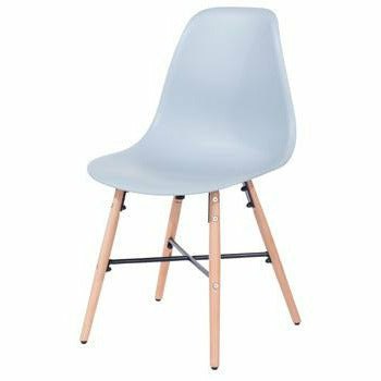 Aspen grey plastic chairs with wood legs & metal cross rails pair