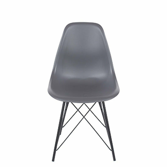 Aspen charcoal plastic chairs with black metal legs pair
