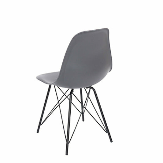 Aspen charcoal plastic chairs with black metal legs pair