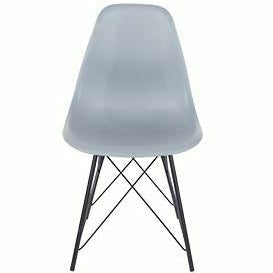 Aspen grey plastic chairs with black metal legs pair
