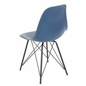 Aspen navy blue plastic chairs with black metal legs pair