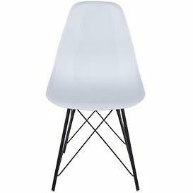 Aspen white plastic chairs with black metal legs pair