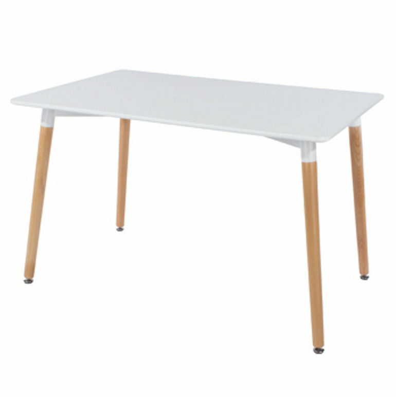 Aspen rectangular table with wooden legs, white