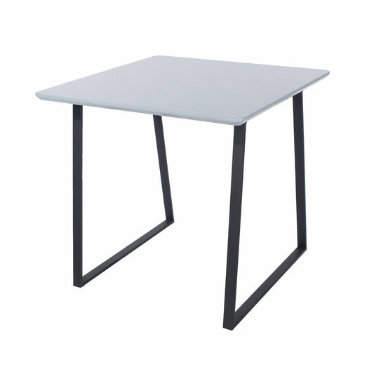 Aspen square table with black metal legs, high gloss grey