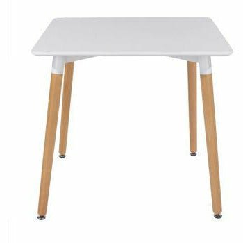 Aspen square table with wooden legs, white