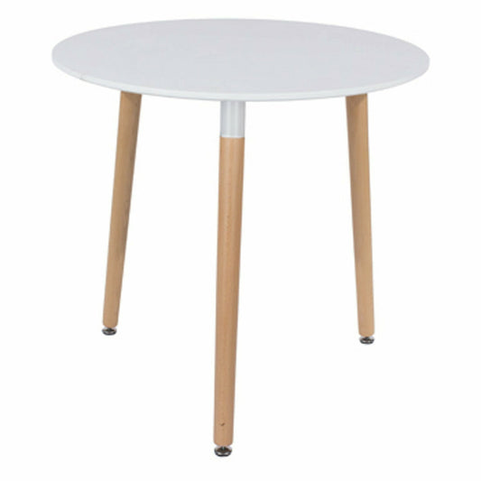 Aspen round table with wooden legs, white
