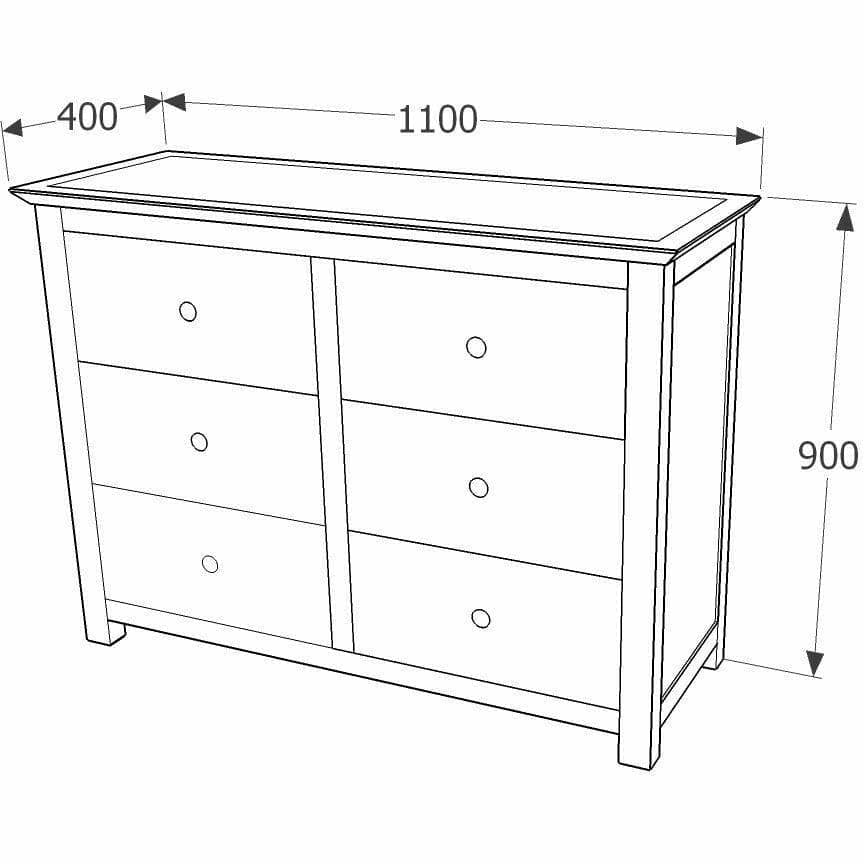Ayr Mirrored 3+3 Drawer Wide Chest Of Drawers