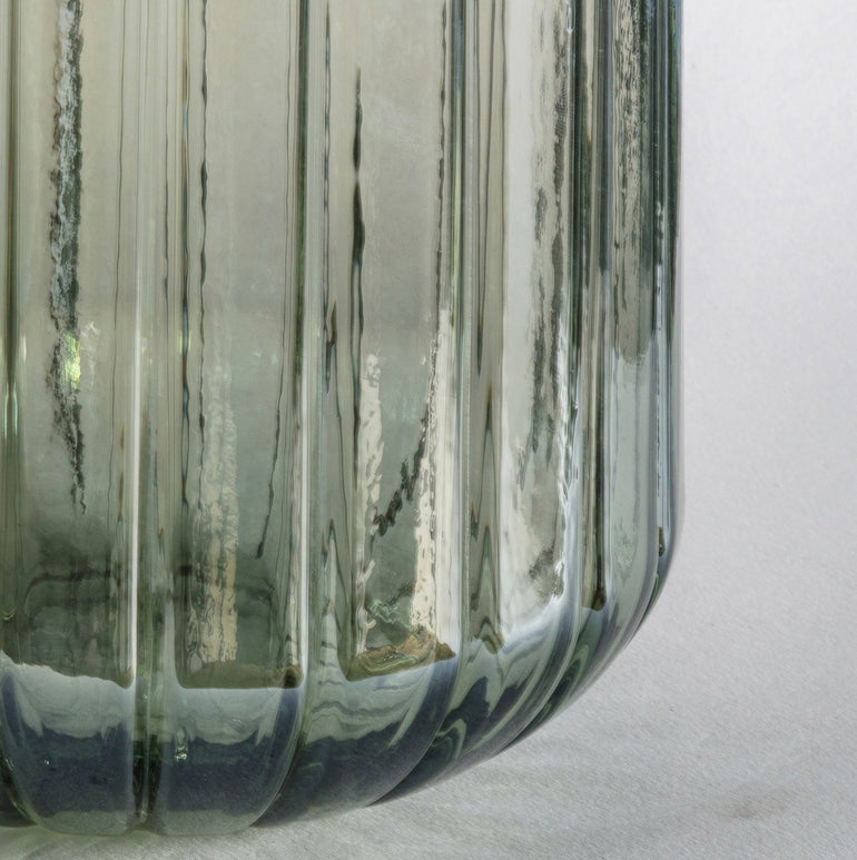 Ailio Lustre Glass Vase - Vertical Ribbed Design - Handblown Glass