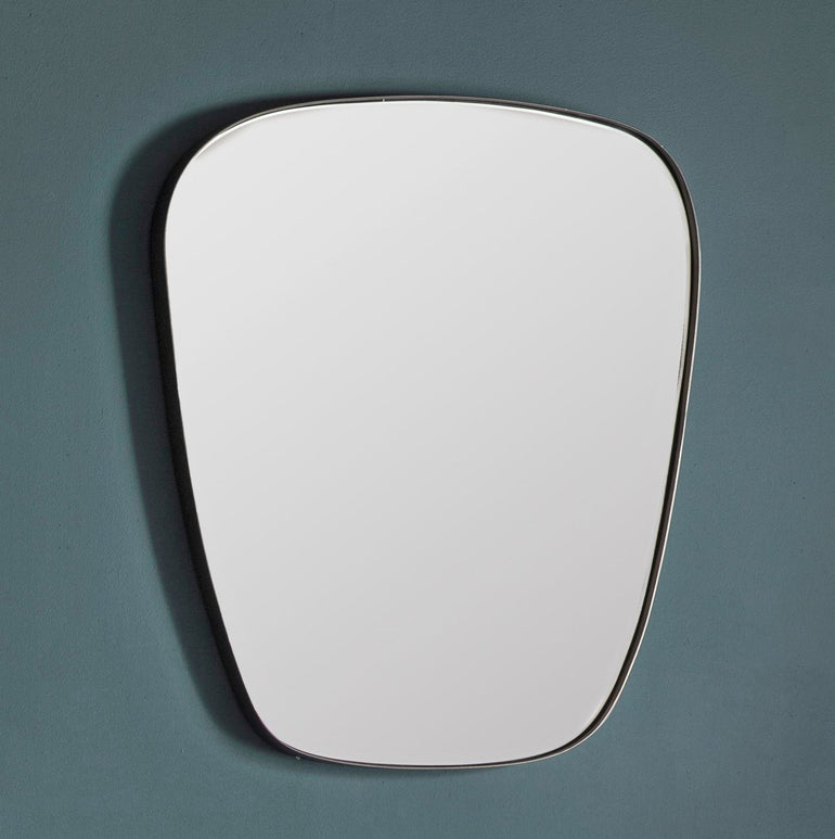 Bruno Curved Mirror 66cm x 76cm - Slim Pewter Effect Frame - Modern Wall Mirror