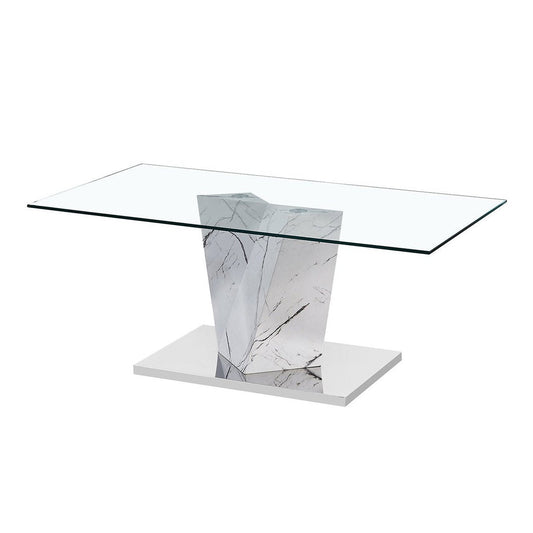 Alpha Coffee Table White Marble Effect Base