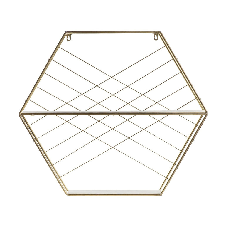 Thorpe Gold Shelving Unit - 2 Shelves - Geometric Design