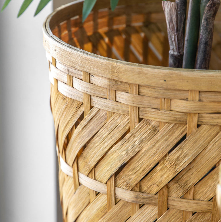 Bamboo Basket Planter - Handmade - Quality Fir Wood Legs