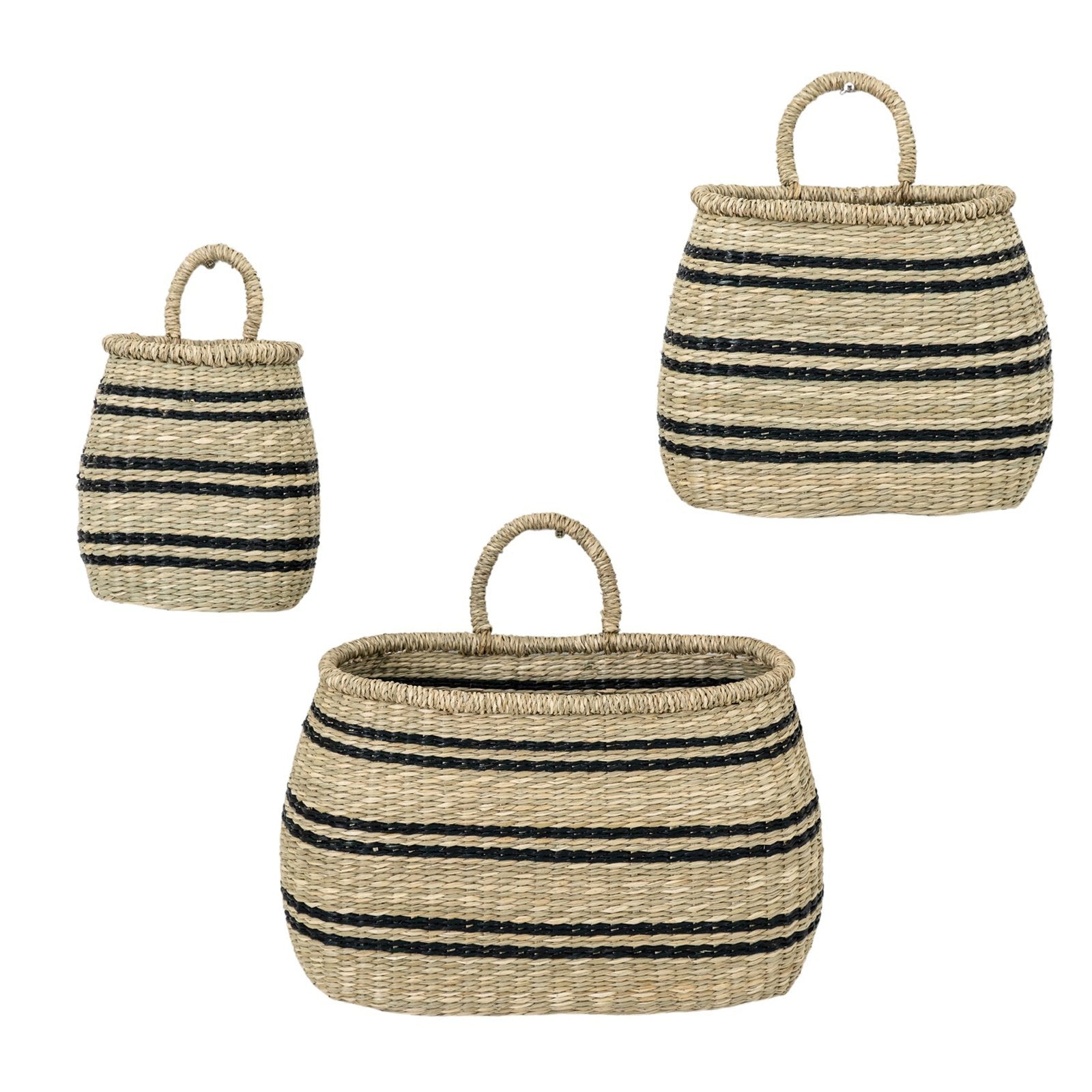 Gassio Seagrass Wall Baskets Set of 3 - Individually Sized