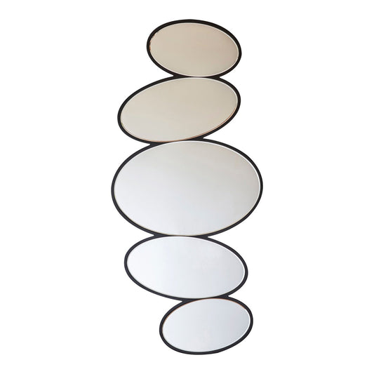 Alure Pebble Stack Mirror - Hand Painted - Black Wood Frame 54 x 118cm