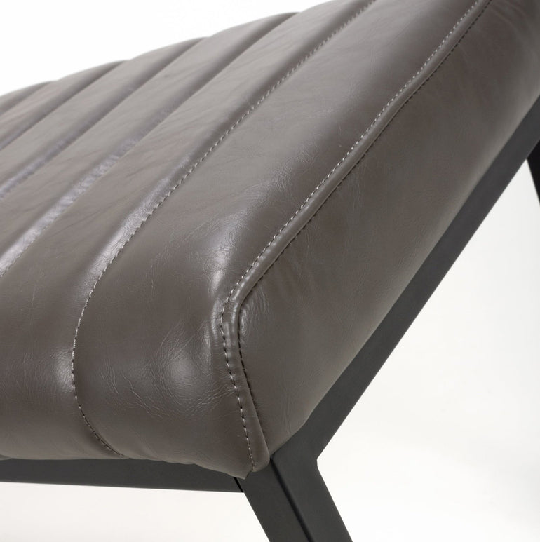 Archer Leather Effect Grey Bench