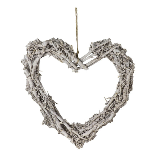 Adore Willow Heart - Chunky Twig Frame - White-Wash