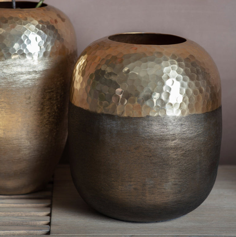 Amure Two-Tone Hammered Brass Vase