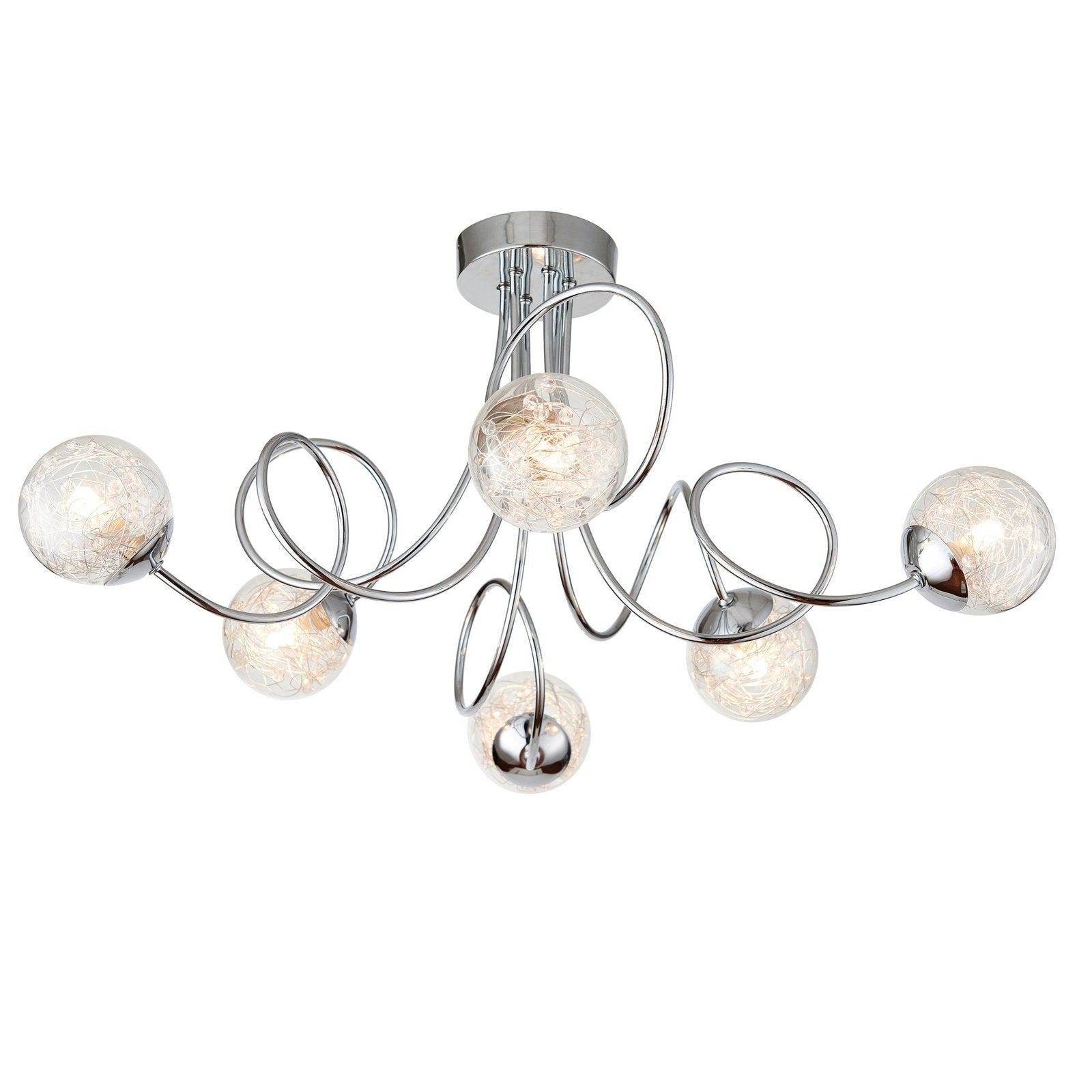 Lilia Modern Style Compact Ceiling Light - Loop Arms - Chrome